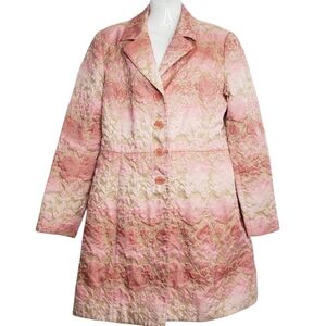 Bianca Nygard Elegant Pink Floral Coat Brocade Style Size 10 Spring Flowers